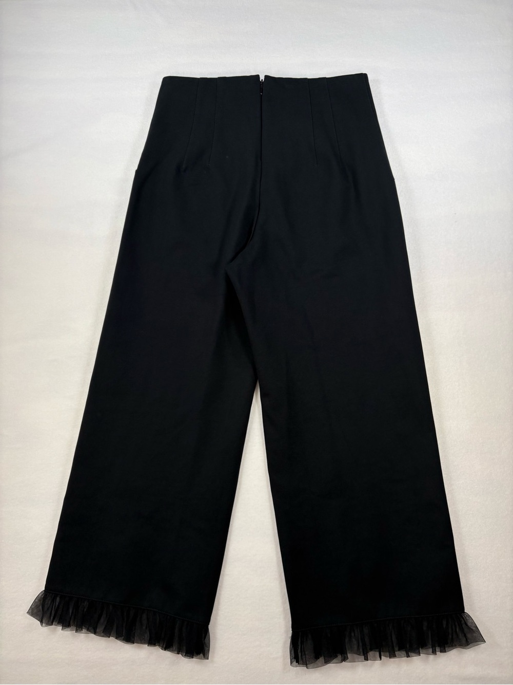 Anthropologie Maeve The Colette Crop Wide Leg Pants Black Ruffle-Hem Size 29 - Picture 7 of 11